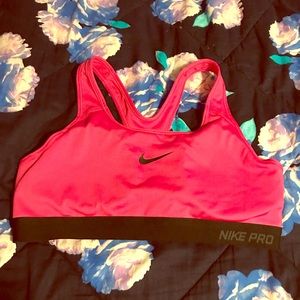 Pink nike pro sports bra
